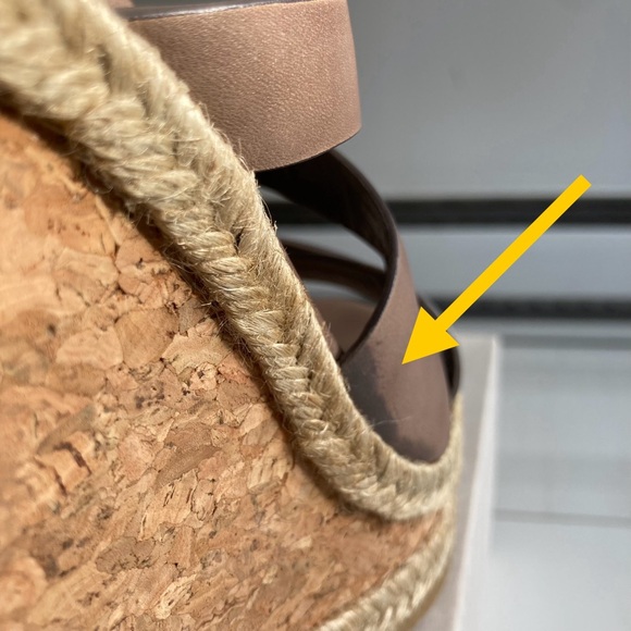 JIMMY CHOO | Brown Strappy Cork Leather & Raffia Wedge Sandals NIB Spain Sz 7.5 - Picture 10 of 15